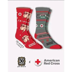 AMERICAN RED CROSS Socks "FRIENDS" Limited edition, 2 Pairs NWT